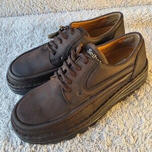 VTG NEW Josef Seibel‎ Brown Leather Air Massage Shoes Loafers EU 41 M 8.5 W 9.5